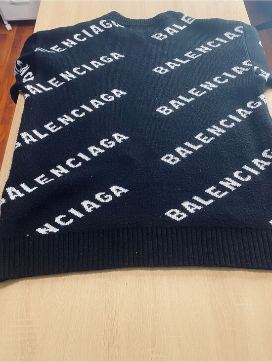 Balenciaga Sweaters - 🛍️Balenciaga Black Crewneck Sweater with White All-Over Logo